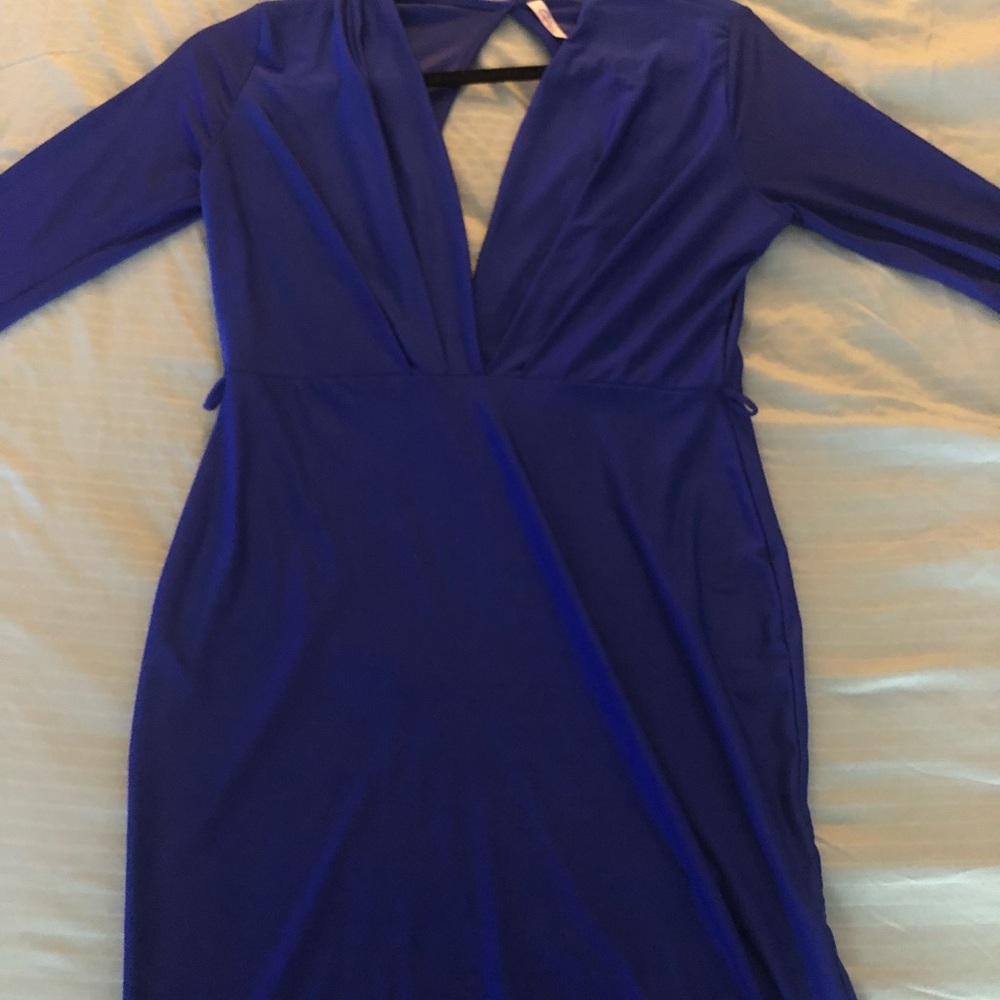 Royal blue deep plunge dress